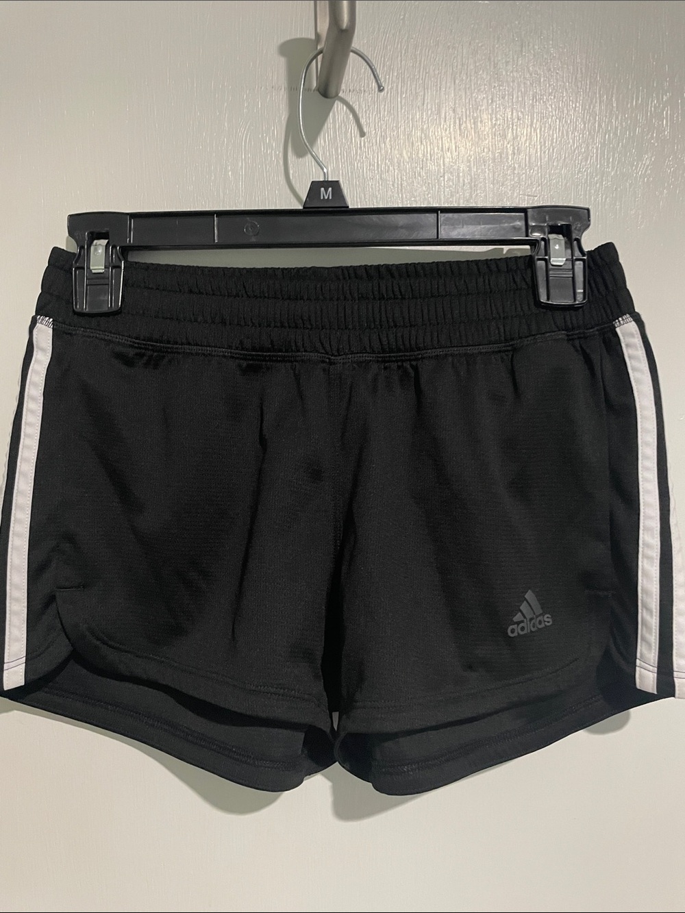 adidas Women's Black Athletic Shorts with White Side Stripes